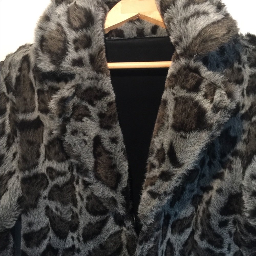 black leather suede coat/ shearling lined